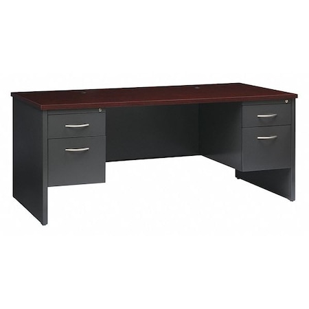 Hirsh Office Desk, Double Pedestal, 72"W x 36"D, Charcoal/Mahogany 20532