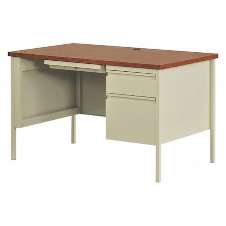 Hirsh Office Desk, Right Hand Pedestal, 48"W x 30"D, Putty/Oak 20436