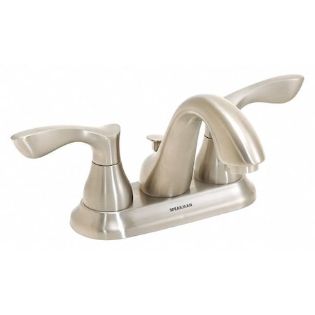Speakman Manual Mid Arc Bathroom Faucet, 4.02" Mount, Brushed Nickel 3 Hole SB-1711-E-BN