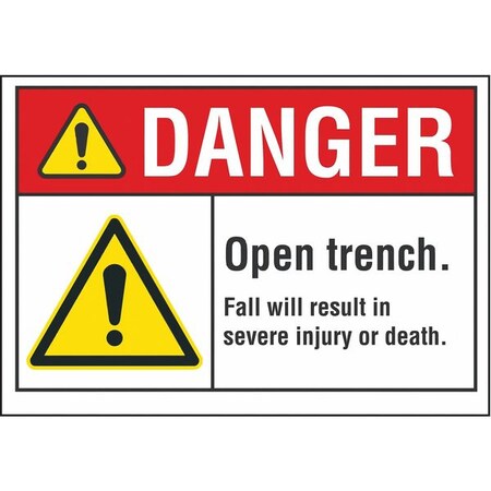 Lyle Open Trench Danger Reflective Label, 5 in H, 7 in W, Reflective Sheeting, LCU4-0079-RD_7X5 LCU4-0079-RD_7X5