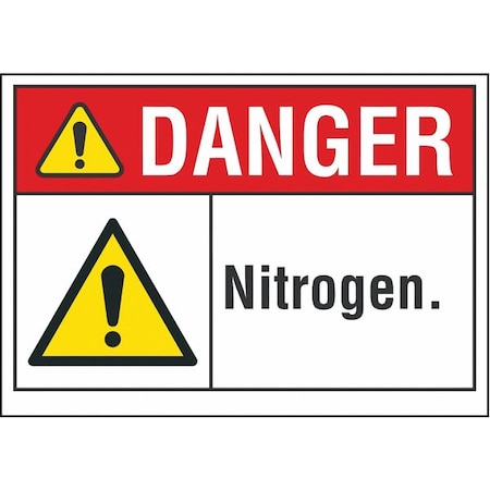 Lyle Nitrogen Danger Reflective Label, 3 1/2 in H, 5 in W, English, LCU4-0078-RD_5X3.5 LCU4-0078-RD_5X3.5