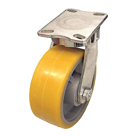 Zoro Select Plate Caster, 3970 lb. Load, Yellow Wheel P27S-GTH 252K-18