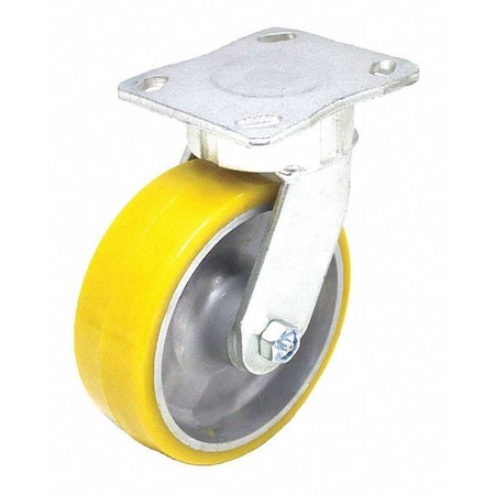 Zoro Select Plate Caster, 1760 lb. Load, Yellow Wheel P25S-UA080KP-14-H10