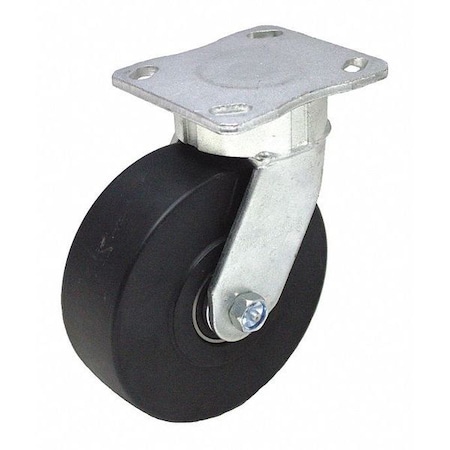 Zoro Select Plate Caster, 1760 lb. Load, Black Wheel P25S-NMB060K-14