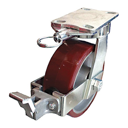 Zoro Select Plate Caster, 2550 lb. Load, Red Wheel P27S-URA080K-16-WK-DL