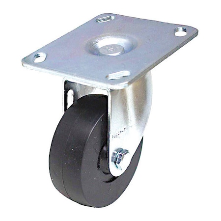 Zoro Select NSF-Listed Plate Caster, Swivel, 3-1/2" Wheel dia. P12S-R035D-P3