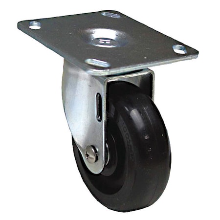 Zoro Select NSF-Listed Plate Caster, 275 lb. Load, Black Wheel P12S-PB040D-P3