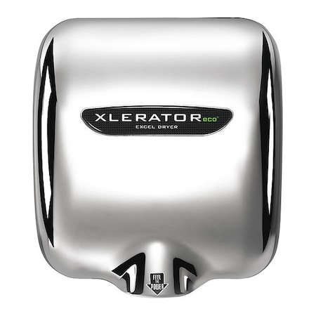 Excel Dryer Automatic Hand Dryer, 12 sec Dry, 68 to 76, 208 to 277V AC, Silver, Polished Chrome XL-CV-ECO-1.1N-208-277V