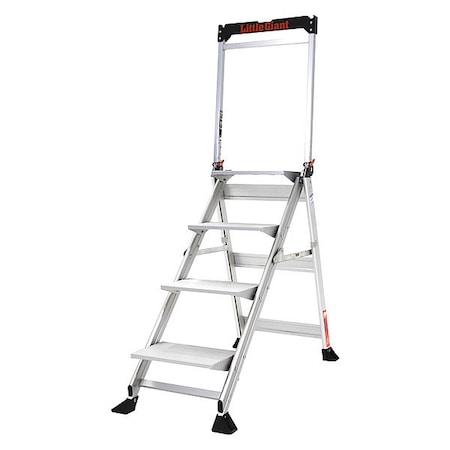 Little Giant Ladders Folding Step, 4 Steps, 375 lb Load Capacity, 48 in Overall Height, Aluminum, Silver 11904