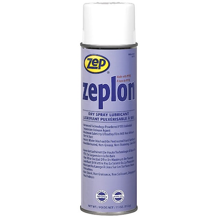 Zep Zeplon Dry Film Lubricant, 11 oz, Aerosol Can, PTFE, Colorless, 12 PK 27601