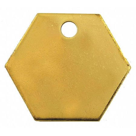 Zoro Select Blank Tag, Brass, 1 1/4 in H x 1 1/4 in W, Yellow, Octagon, 100 PK 41260