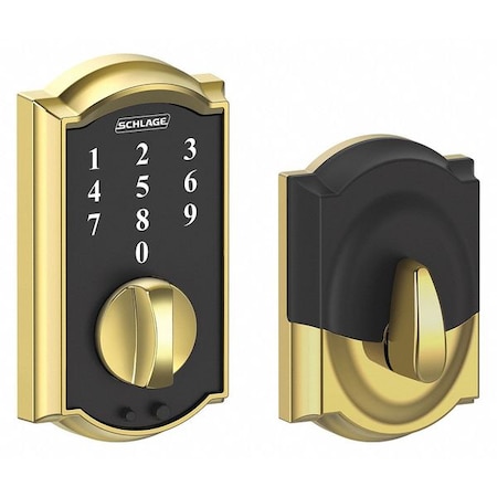 Schlage Residential Electronic Lock, Deadbolt, Bright Brass BE375 CAM 605