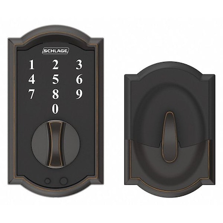 Schlage Residential Electronic Lock, Deadbolt, Antique Bronze BE375 CAM 716