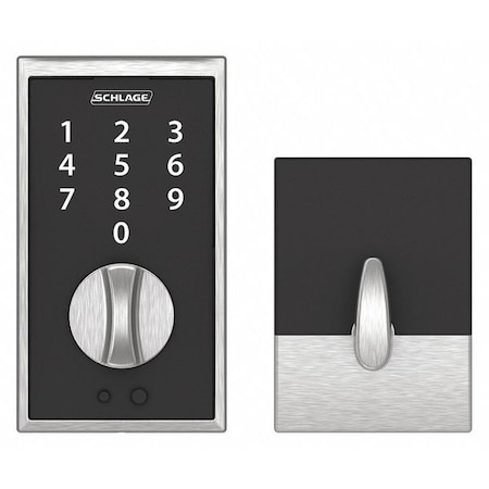 Schlage Residential Electronic Lock, Deadbolt, Satin Chrome BE375 CEN 626