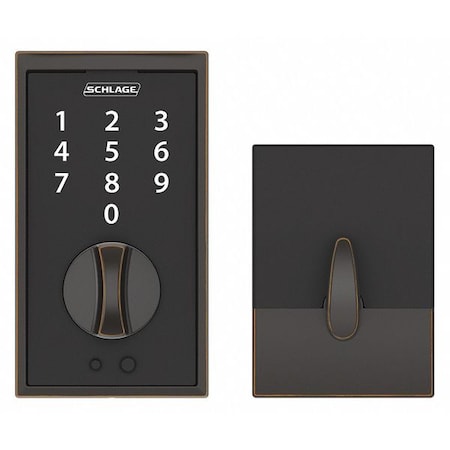 Schlage Residential Electronic Lock, Deadbolt, Antique Bronze BE375 CEN 716