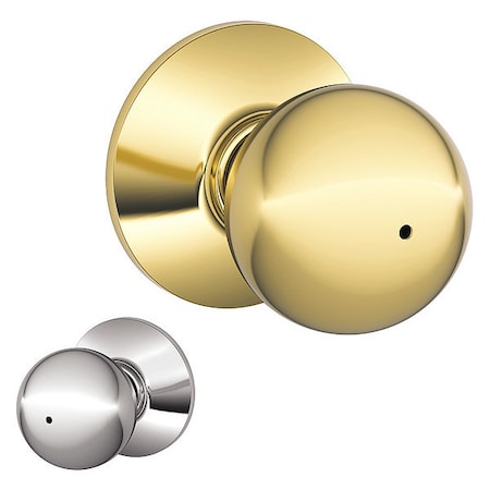 Schlage Residential Knob Lockset, Bright Brass /Bright Chrome F40 ORB 605X625