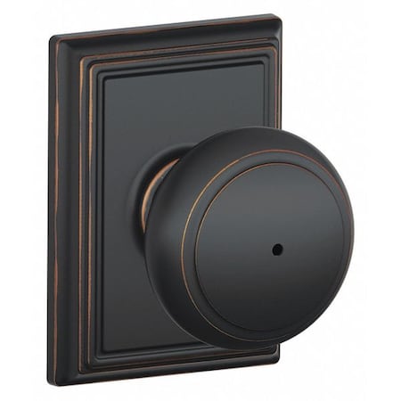 Schlage Residential Knob Lockset, Antique Bronze, Privacy, Gr 2 F40 AND 716 ADD