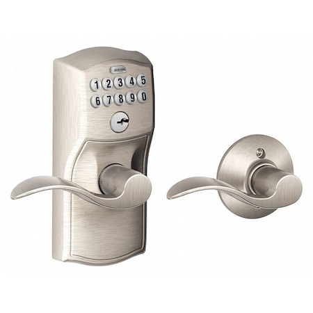Schlage Residential Electronic Lock, Lever, Satin Nickel FE575 CAM619ACC