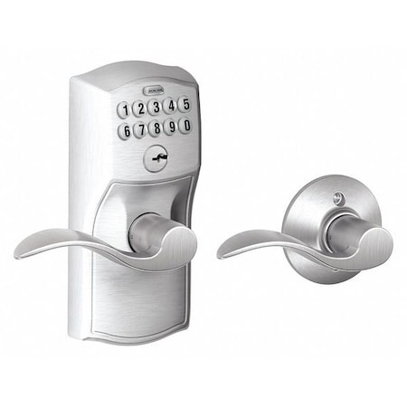 Schlage Residential Electronic Lock, Lever, Satin Chrome FE575 CAM626ACC