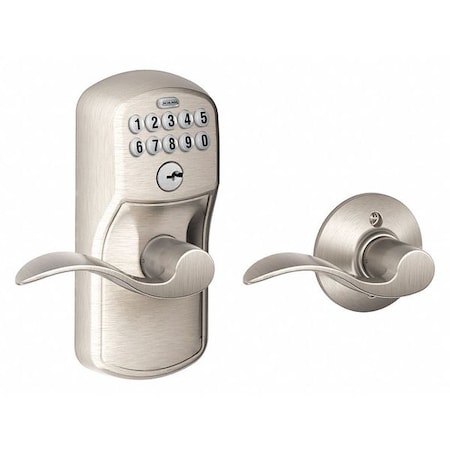 Schlage Residential Electronic Lock, Lever, Satin Nickel FE575 PLY619ACC