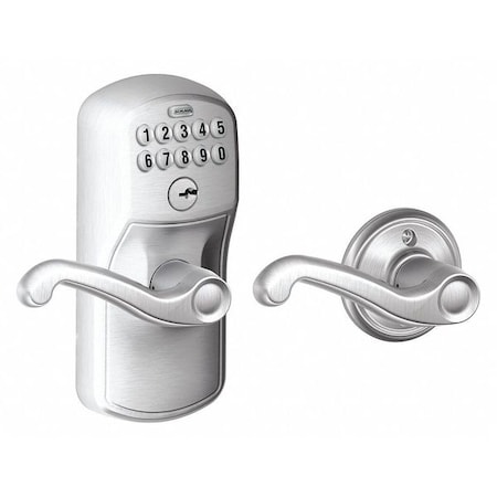 Schlage Residential Electronic Lock, Lever, Satin Chrome FE575 PLY626FLA