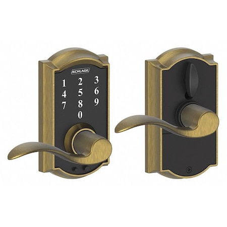 Schlage Residential Electronic Lock, Lever, Antique Brass FE695 CAM609ACC
