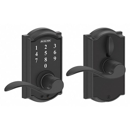 Schlage Residential Electronic Lock, Lever, Black Powder Coat FE695 CAM622ACC