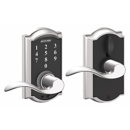 Schlage Residential Electronic Lock, Lever, Bright Chrome FE695 CAM625ACC