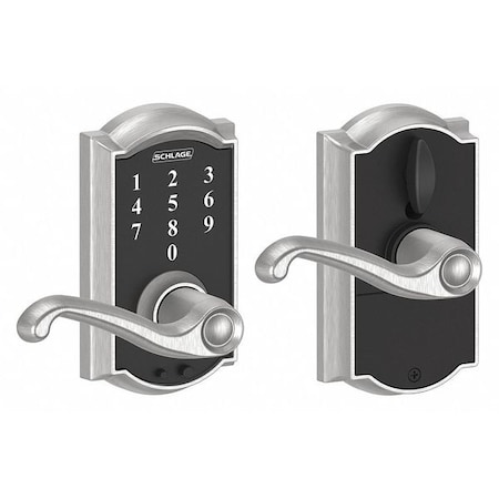 Schlage Residential Electronic Lock, Lever, Satin Chrome FE695 CAM626FLA