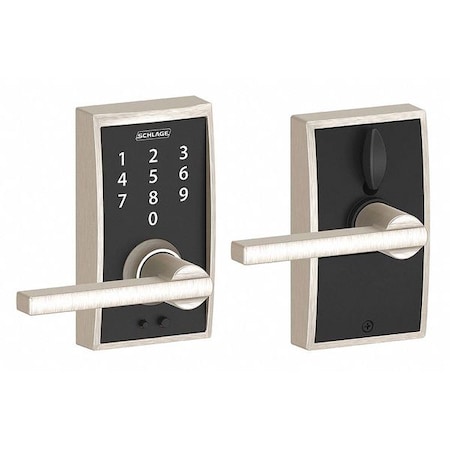 Schlage Residential Electronic Lock, Lever, Satin Nickel FE695 CEN619LAT