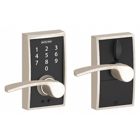 Schlage Residential Electronic Lock, Lever, Satin Nickel FE695 CEN619MER