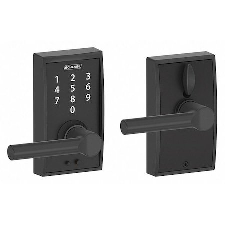 Schlage Residential Electronic Lock, Lever, Black Powder Coat FE695 CEN622BRW