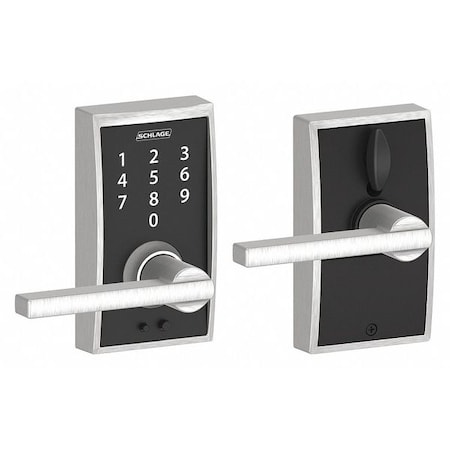 Schlage Residential Electronic Lock, Lever, Satin Chrome FE695 CEN626LAT