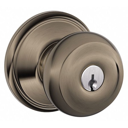 Schlage Residential Knob Lockset, Antique Nickel, Entrance F51A GEO 620