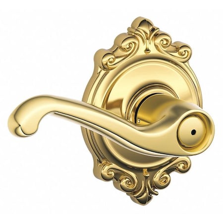 Schlage Residential Door Lever Lockset, Bright Brass, Privacy F40 FLA 605 BRK