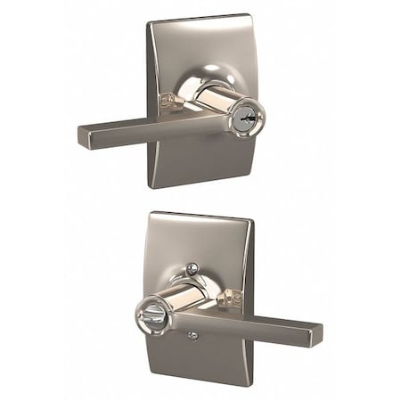Schlage Residential Lever Lockset, Bright Nickel, Entrance F51A LAT 618 CEN