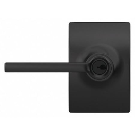 Schlage Residential Lever Lockset, Black Powder Coat, Entrance F51A LAT 622 CEN