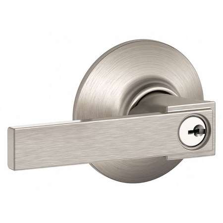 Schlage Residential Door Lever Lockset, Satin Nickel, Entrance F51A NBK 619