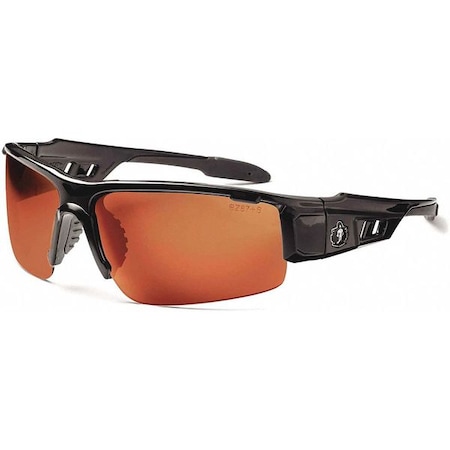 Ergodyne DAGR, Safety Glasses, Uncoated, Copper Lens, Black Frame, Half-Frame DAGR