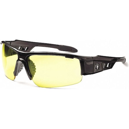Ergodyne DAGR, Safety Glasses, Uncoated, Yellow Lens, Black Frame, Half-Frame DAGR