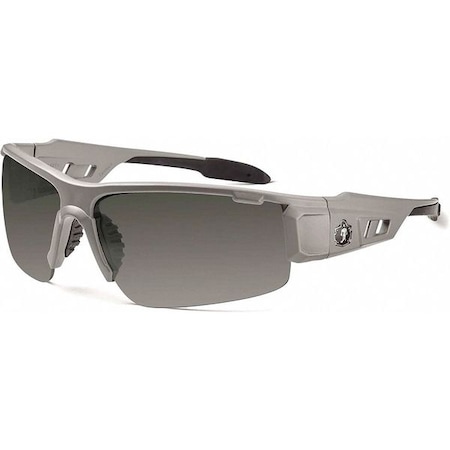 Ergodyne DAGR, Safety Glasses, Uncoated, Smoke Lens, Gray Frame, Half-Frame DAGR