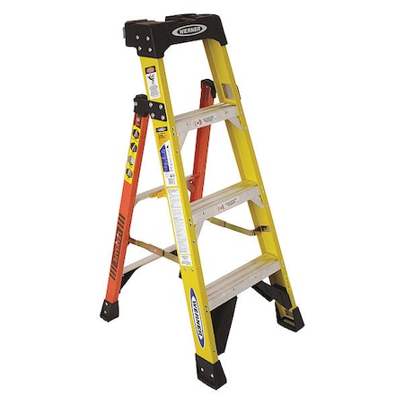 Werner 4 ft Fiberglass Stepladder, 375 lb Capacity L7304