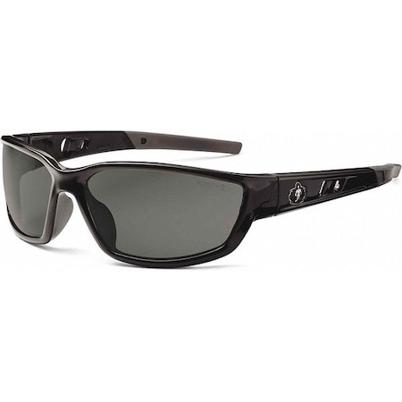 Ergodyne KVASIR, Safety Glasses, Anti-Scratch, Smoke Lens, Black Frame, Full-Frame KVASIR