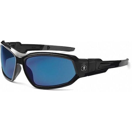 Ergodyne LOKI, Safety Glasses, Uncoated, Blue Mirror Lens, Black Frame, Full-Frame LOKI