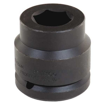 Proto 1 1/2 in Drive Impact Socket 85 mm Size 6 pt Standard Depth, Black Oxide J15085M