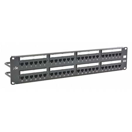 Hubbell Premise Wiring Patch Panel, 3.46in.H, 5e Category, Steel HP5E48E
