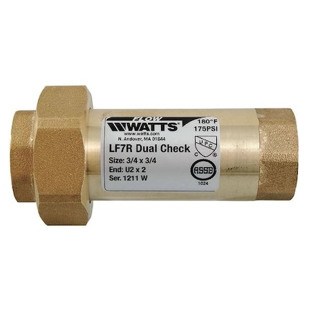 Watts 3/4" FNPT Bronze Dual Check Valve 3/4 LF7 U2-2
