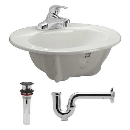 Zurn Drop In Mount, 1 Hole, Single Manual Handle, White, Bathroom Sink Z5114.876.1.07.00.0