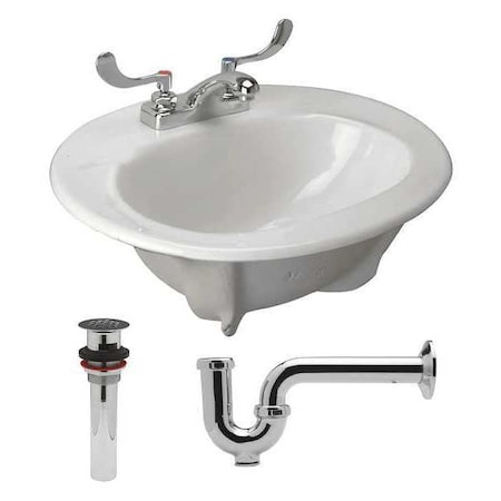 Zurn Drop In Mount, 3 Hole, Dual Manual Handle, White, Bathroom Sink Z5114.464.1.07.00.0