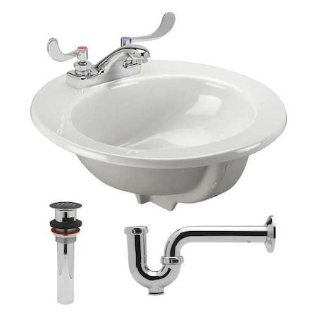Zurn Vitreous China Lavatory Sink With Faucet, Drop In, Bowl Size 15" Z5124.521.1.07.00.0